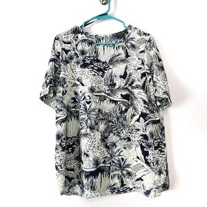 Primark 12 Palm Trees Blue White NWOT